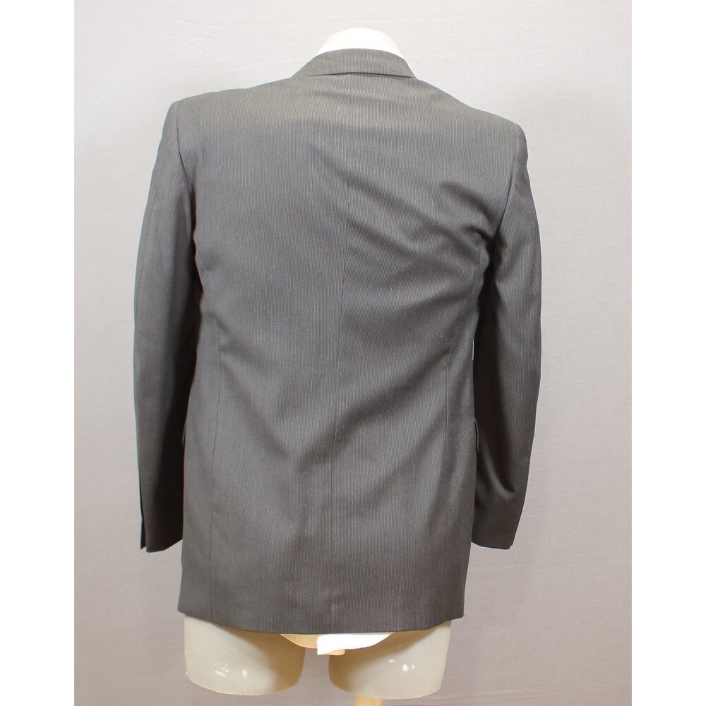 Retro 2 Pc Suit Mens 43 Black Striped 3 Btn Polyester Blend 40R Flat Fronts 31 W - Picture 7 of 11